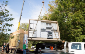 The LakeHAUS project utilized pre-built high-tech panels that were shipped to the jobsite.
