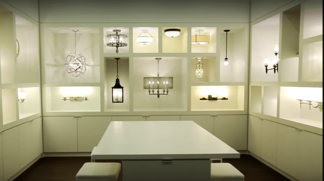 Lighting consultation room, a "conceal-and-reveal" approach to selling upgrades and options.