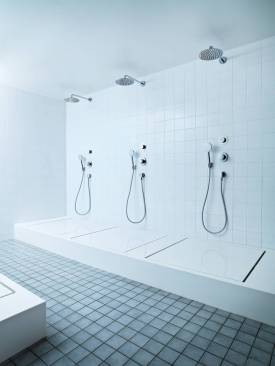 Orbital Systems shower design recycles water to reduce water consumption by 90 percent. They are now installed in sports arenas, fire stations, and fitness centers around Sweden.