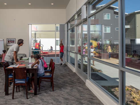 The community room at the Mosaic Gardens at Willowbrook.