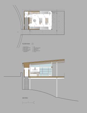 The studio floor plan and section
