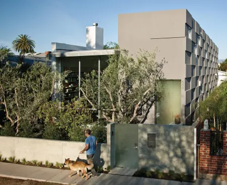 Goodman House is in a dense residential neighborhood in Venice, Calif. 