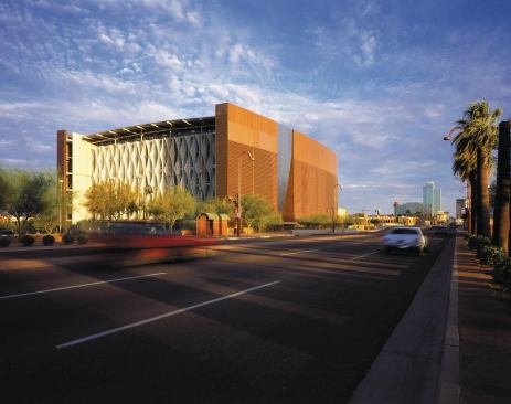 In shape and color, the Phoenix Central Library suggests an urban mesa.