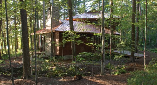 Lakeside Camp is part of a family property on a lake in New Hampshire. 
