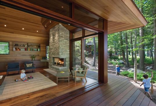 Sliding window walls let the outside in.

