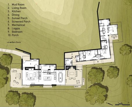 The floor plan of the main house.