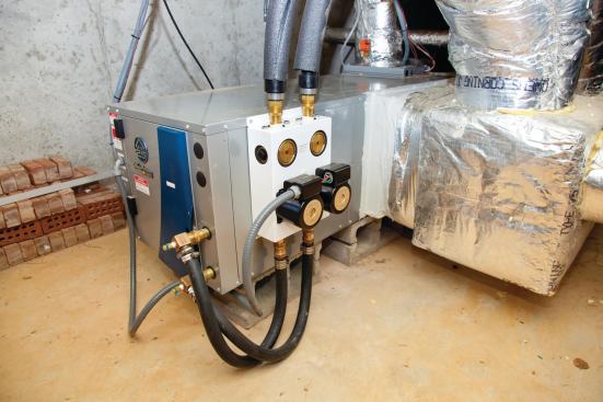 HVAC

The Envision series water-source heat pump system from WaterFurnace is a closed-loop system that transfers the constant (about 50 degrees F) temperature of a nearby lake via a glycol medium to a forced-air heat pump, requiring less energy to meet heating, cooling, and domestic hot water demands. The Energy Starqualified series uses R410A refrigerant and offers a cooling efficiency of up to 30 EER. No outside compressor saves space and reduces noise pollution. 800.436.7283. www.waterfurnace.com.