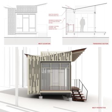 Elevations and building section.