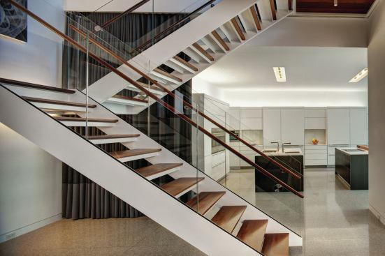 The house's interior is straight-up modern.