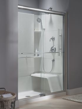 KEEPING ITS LINES FRESH: Over the past 18 months, Kohler has rolled out some 2,000 new items, including its Accord shower module with seat.