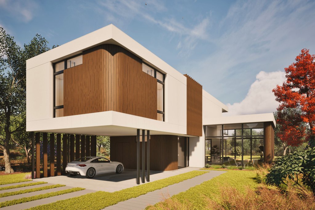 Very modern house plan for a narrow lot