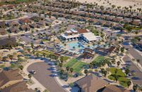 An aerial rendering of the Del Webb Explore Palm Desert community in southern California.